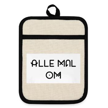 Alle Mal Om – Geometrische Line-Typografie - Topflappen mit Gummirückseite - Leinen/Schwarz  - Vorne