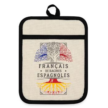 French Spanish Roots T-Shirt Geschenk H... - Topflappen mit Gummirückseite - Leinen/Schwarz  - Vorne