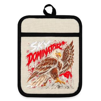 Sky Dominator Adler - Topflappen mit Gummirückseite - Leinen/Schwarz  - Vorne