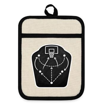 Basketball Taktik Tafel Coach Spielzug T-Shirt - Topflappen mit Gummirückseite - Leinen/Schwarz  - Vorne