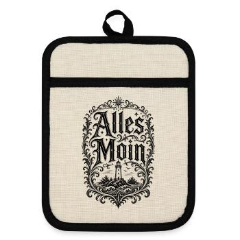 Alles Moin – Leuchtturm Shirt - Topflappen mit Gummirückseite - Leinen/Schwarz  - Vorne