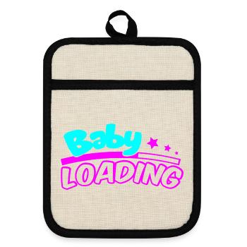 Baby Loading Neon Logo - Topflappen mit Gummirückseite - Leinen/Schwarz  - Vorne