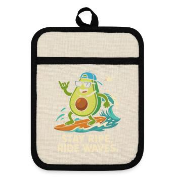 Stay ripe, ride waves - Topflappen mit Gummirückseite - Leinen/Schwarz  - Vorne