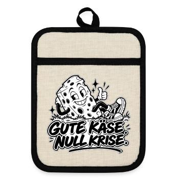 Gute Käse Null Krise - Topflappen mit Gummirückseite - Leinen/Schwarz  - Vorne