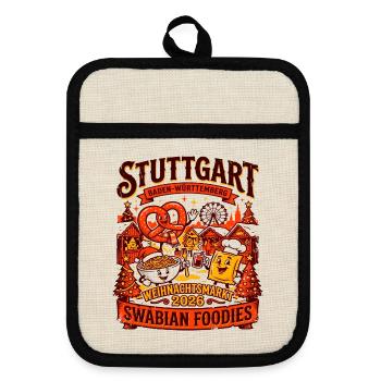 Baden Stuttgart Swabian Foodies Festive Holiday - Topflappen mit Gummirückseite - Leinen/Schwarz  - Vorne
