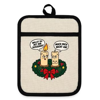Willst du mit mir ausgehen – Winter Humor - Topflappen mit Gummirückseite - Leinen/Schwarz  - Vorne