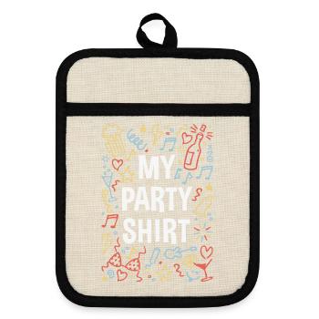 My Party Shirt (Feier / Feiern / Partyspaß / 4C) - Topflappen mit Gummirückseite - Leinen/Schwarz  - Vorne