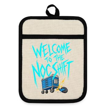 Welcome To The NOC Shift Typografie Pflege RN - Topflappen mit Gummirückseite - Leinen/Schwarz  - Vorne