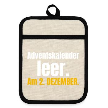 Adventskalender leer. Am 2. Dezember. - Topflappen mit Gummirückseite - Leinen/Schwarz  - Vorne