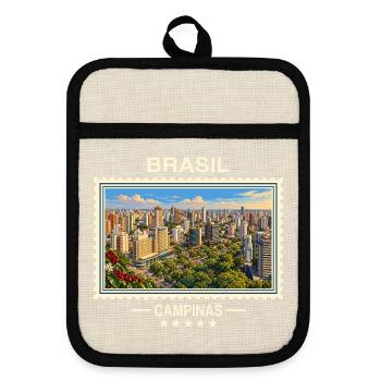 Brasilien Campinas Vintage Reisemarke - Topflappen mit Gummirückseite - Leinen/Schwarz  - Vorne