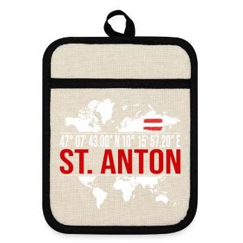 St. Anton - Topflappen mit Gummirückseite - Leinen/Schwarz  - Vorne