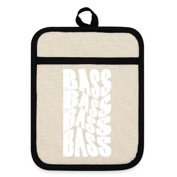 Fetter Bass-Typografie - Topflappen mit Gummirückseite - Leinen/Schwarz  - Vorne
