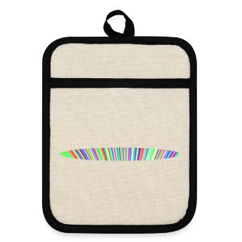 Regenbogen-Oval-Design - Topflappen mit Gummirückseite - Leinen/Schwarz  - Vorne