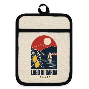 Lago di Garda Vintage-Reiseplakat Gardasee - Topflappen mit Gummirückseite - Leinen/Schwarz  - Vorne