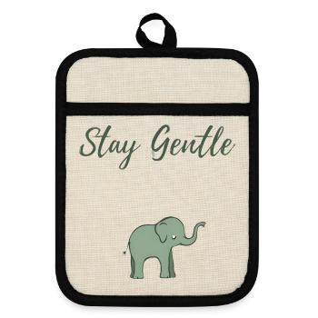 Elefant Sanftheit Design - Topflappen mit Gummirückseite - Leinen/Schwarz  - Vorne