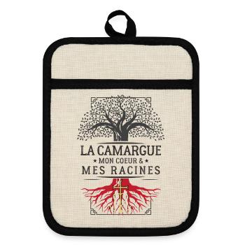 Das Camargue My Heart My Roots T-Shirt Cadea... - Topflappen mit Gummirückseite - Leinen/Schwarz  - Vorne