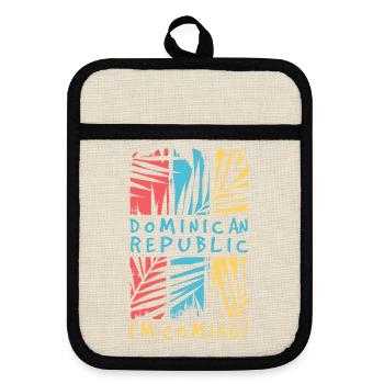 Dominikanische Republik Ich Komme Dom Rep Reise - Topflappen mit Gummirückseite - Leinen/Schwarz  - Vorne