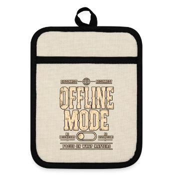 Offline Mode – Digital Detox Vintage Western - Topflappen mit Gummirückseite - Leinen/Schwarz  - Vorne