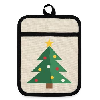 Tannenbaum minimalistisch - Weihnachtsbaum Motiv - Topflappen mit Gummirückseite - Leinen/Schwarz  - Vorne