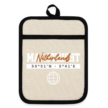 Maastricht Niederlande Koordinaten Reise Souvenir - Topflappen mit Gummirückseite - Leinen/Schwarz  - Vorne