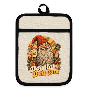 Weihnachten Wichtel Dog Hair Dont Care - Topflappen mit Gummirückseite - Leinen/Schwarz  - Vorne
