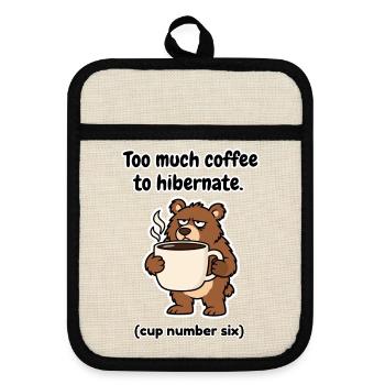 Finnischer Kaffeebär Winterschlaf - Topflappen mit Gummirückseite - Leinen/Schwarz  - Vorne