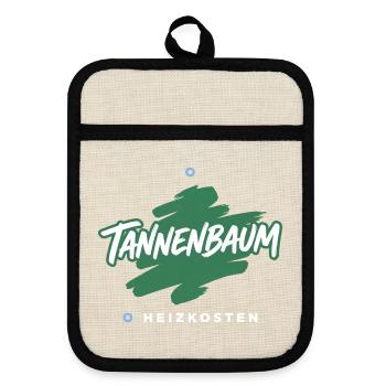 Tannenbaum Heizkosten Weihnachtsshirt Satire - Topflappen mit Gummirückseite - Leinen/Schwarz  - Vorne