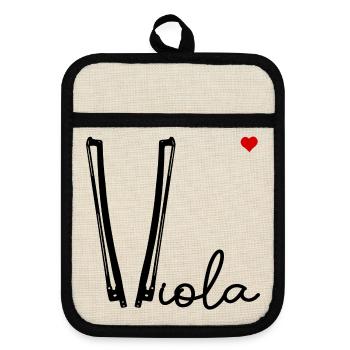 Viola-Bogen-Liebe - Topflappen mit Gummirückseite - Leinen/Schwarz  - Vorne