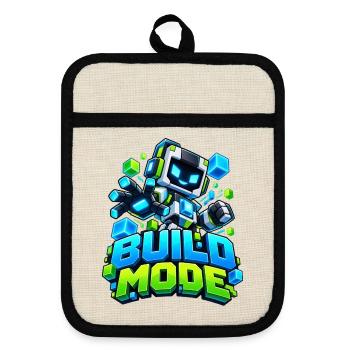 Voxel Build Mode Roboter - Topflappen mit Gummirückseite - Leinen/Schwarz  - Vorne