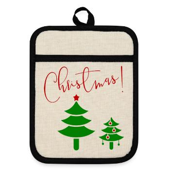 Christmas Tannenbaum - Topflappen mit Gummirückseite - Leinen/Schwarz  - Vorne