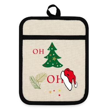 oh Tannenbaum - Topflappen mit Gummirückseite - Leinen/Schwarz  - Vorne