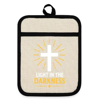 Licht in der Dunkelheit Kreuz Tee - Topflappen mit Gummirückseite - Leinen/Schwarz  - Vorne