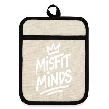 Misfit Minds Spruch - Topflappen mit Gummirückseite - Leinen/Schwarz  - Vorne