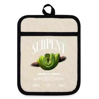 Green Tree Python Modern Reptile Keeper Streetwear - Topflappen mit Gummirückseite - Leinen/Schwarz  - Vorne