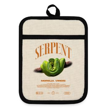 Green Tree Python Modern Reptile Keeper Streetwear - Topflappen mit Gummirückseite - Leinen/Schwarz  - Vorne