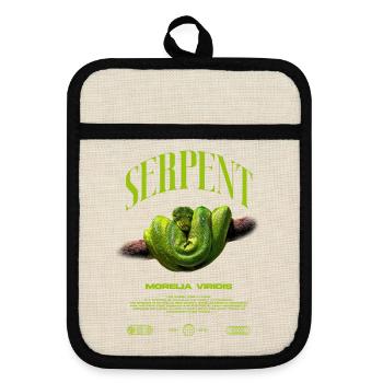 Green Tree Python Modern Reptile Keeper Streetwear - Topflappen mit Gummirückseite - Leinen/Schwarz  - Vorne
