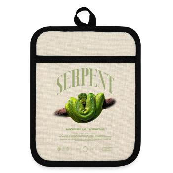 Green Tree Python Modern Reptile Keeper Streetwear - Topflappen mit Gummirückseite - Leinen/Schwarz  - Vorne