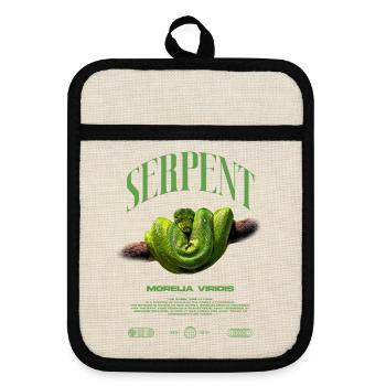 Green Tree Python Modern Reptile Keeper Streetwear - Topflappen mit Gummirückseite - Leinen/Schwarz  - Vorne