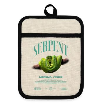Green Tree Python Modern Reptile Keeper Streetwear - Topflappen mit Gummirückseite - Leinen/Schwarz  - Vorne