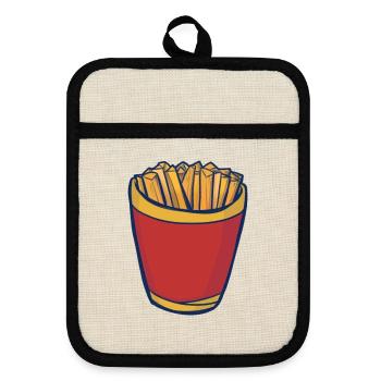 Fries Pop Art Crunch - Topflappen mit Gummirückseite - Leinen/Schwarz  - Vorne