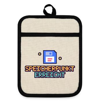 Floppy Pixel Speicherpunk - Topflappen mit Gummirückseite - Leinen/Schwarz  - Vorne