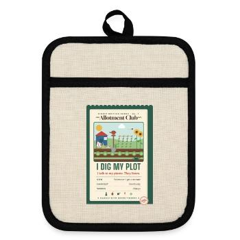 Ich freue mich über das Gärtnergeschenk meines Parzellen-Allotment Clubs. - Topflappen mit Gummirückseite - Leinen/Schwarz  - Vorne