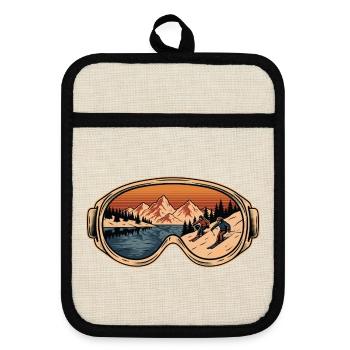 Goggles Mountain Retro Alpinski - Topflappen mit Gummirückseite - Leinen/Schwarz  - Vorne