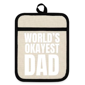 Der beste Vater der Welt – lustiges Zitat - Topflappen mit Gummirückseite - Leinen/Schwarz  - Vorne