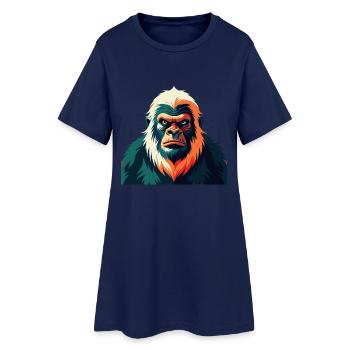 Yeti Cartoon Figur Buntes Haustier Tier - Frauen T-Shirt-Kleid - Light Navy - Vorne