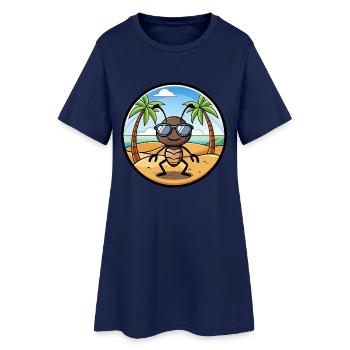 Ameise lustige Cartoon Sommer Strand Sonnenbrille Aufkleber - Frauen T-Shirt-Kleid - Light Navy - Vorne