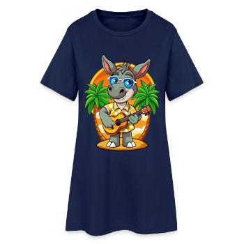 Lustige Esel Cartoon Sommer Strand Sonnenbrille - Frauen T-Shirt-Kleid - Light Navy - Vorne