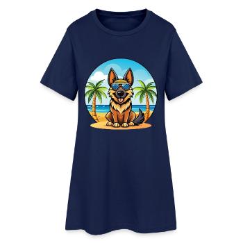 Deutsche Schafpudel Hunderasse Cartoon Sonnenbrille - Frauen T-Shirt-Kleid - Light Navy - Vorne