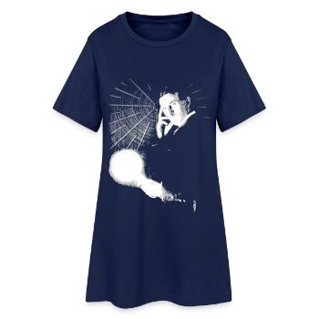 Nikola Tesla avec ampoule et bobine Tesla - Robe T-shirt Femme - marine clair - Devant
