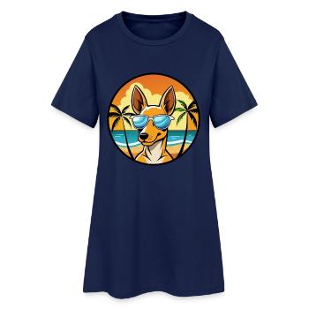 Podenco Ibizenco Hunderasse Cartoon Sonnenbrille Strand - Frauen T-Shirt-Kleid - Light Navy - Vorne